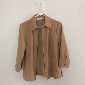 Tan zip up stylish jacket